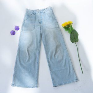 just black denim high rise cargo pocket wide leg -25 / Light Denim jeans